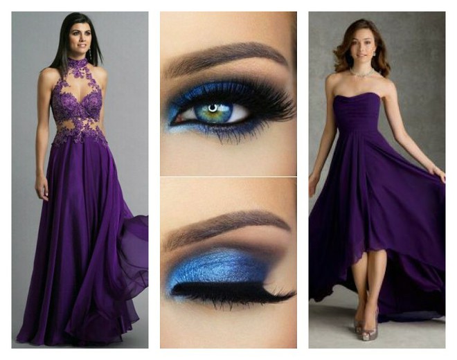 Макияж под фиолетовое платье