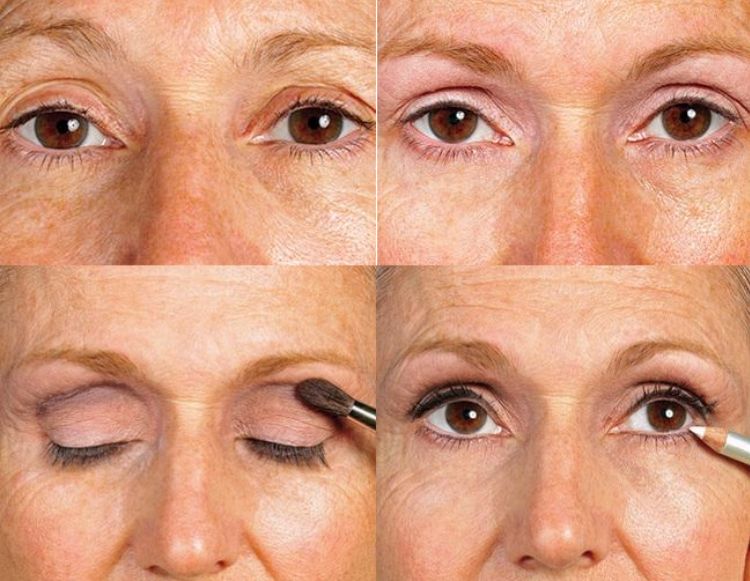 Возрастной макияж глаз с опущенными веками